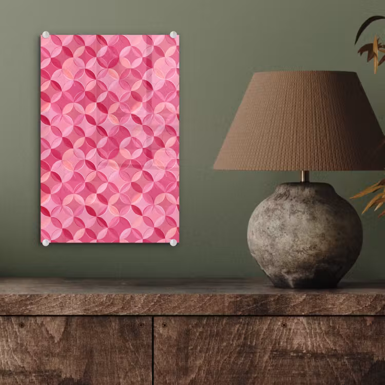 Glas schilderij - Geometrisch - Mozaïek - Modern - Roze — 4