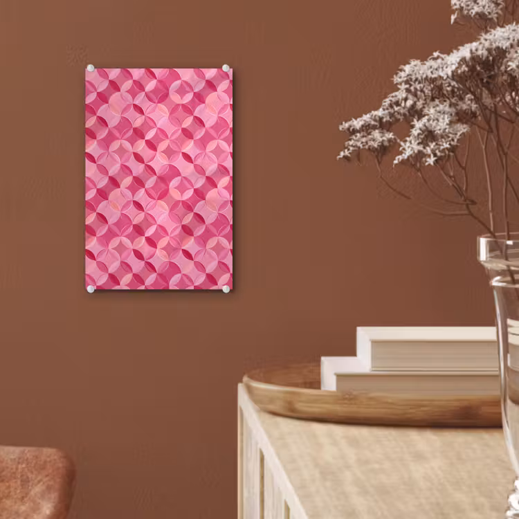 Glas schilderij - Geometrisch - Mozaïek - Modern - Roze — 6