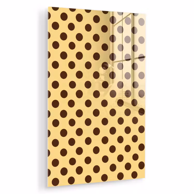 Glas schilderij - Polka Dot - Stippen - Retro - Geel - Bruin — 1