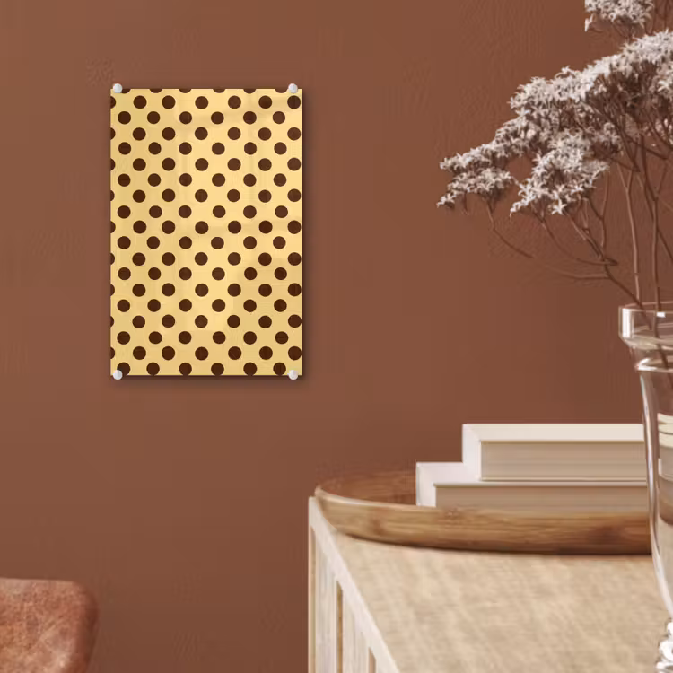 Glas schilderij - Polka Dot - Stippen - Retro - Geel - Bruin — 6