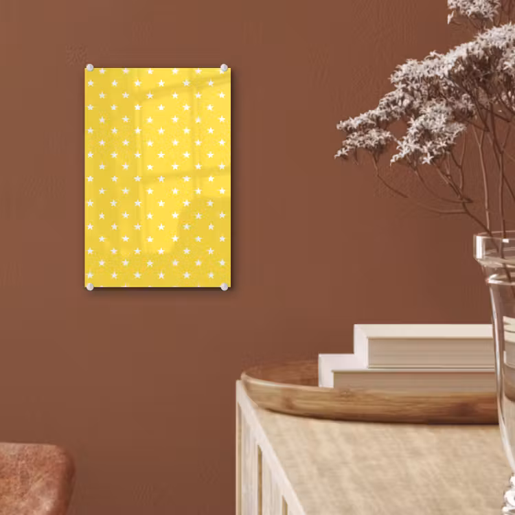Glas schilderij - Sterren - Patroon - Minimalistisch - Geel — 6