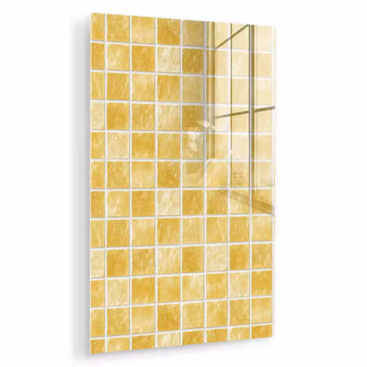 Glas schilderij - Tegels - Mozaïek - Textuur - Goudgeel — 1