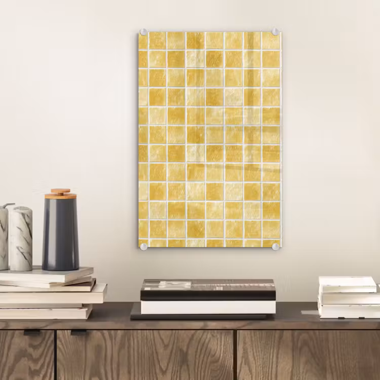 Glas schilderij - Tegels - Mozaïek - Textuur - Goudgeel — 2