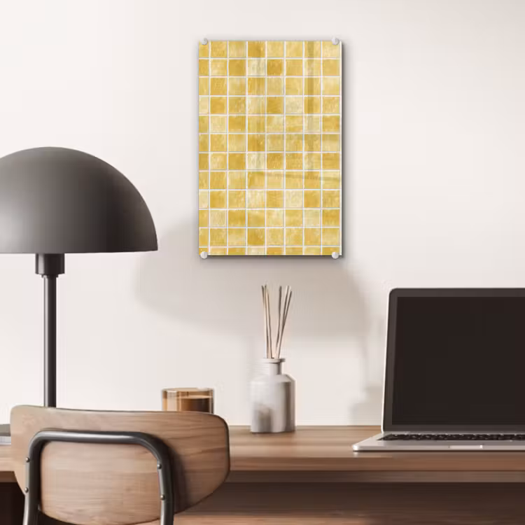 Glas schilderij - Tegels - Mozaïek - Textuur - Goudgeel — 7