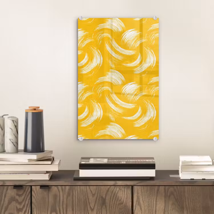 Glas schilderij - Verfstreken - Abstract - Dynamisch - Geel — 2