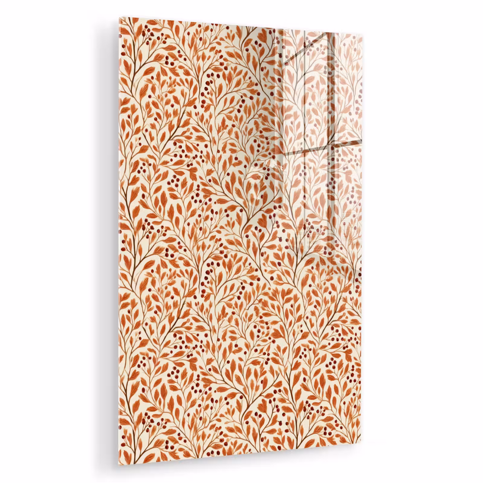 Glas schilderij - Bladeren - Botanisch - Terracotta — 1