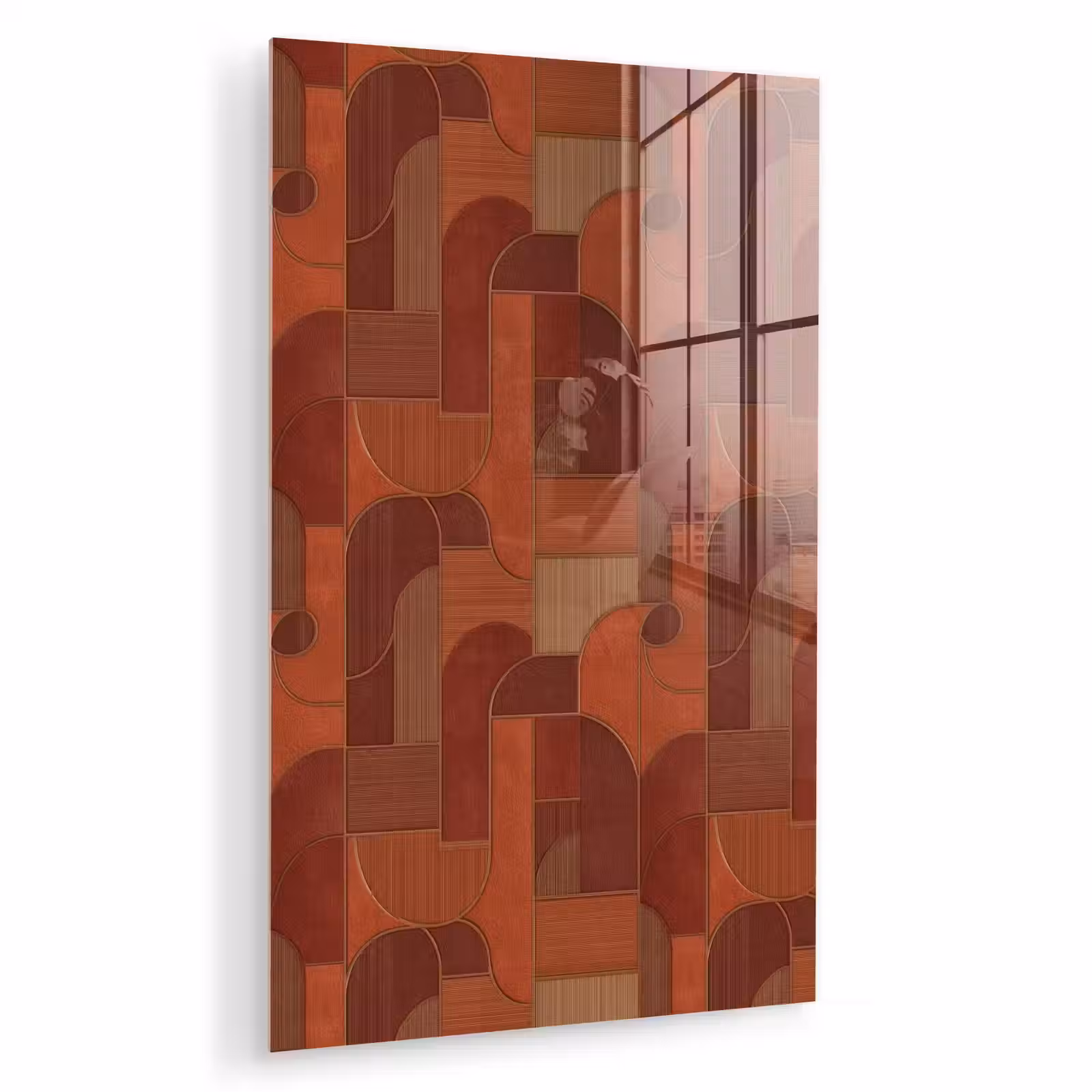 Glas schilderij - Geometrisch - Abstract - Textuur - Bruin — 1