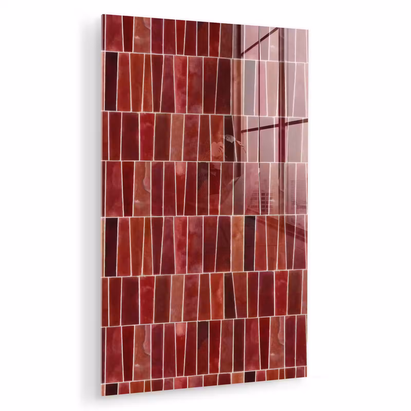 Glas schilderij - Tegels - Modern - Structuur - Dieprood — 1