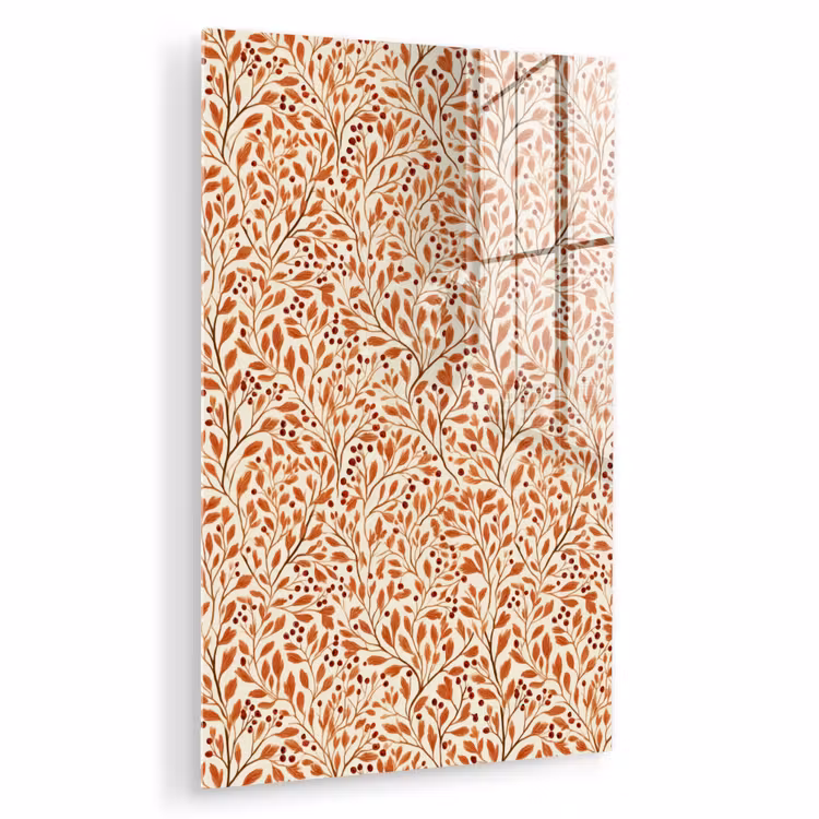 Glas schilderij - Bladeren - Botanisch - Terracotta — 1