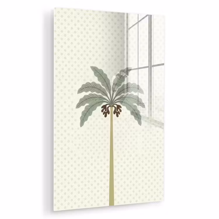 Glas schilderij - Boom - Bladeren - Groen - Decoratief - Beige — 1