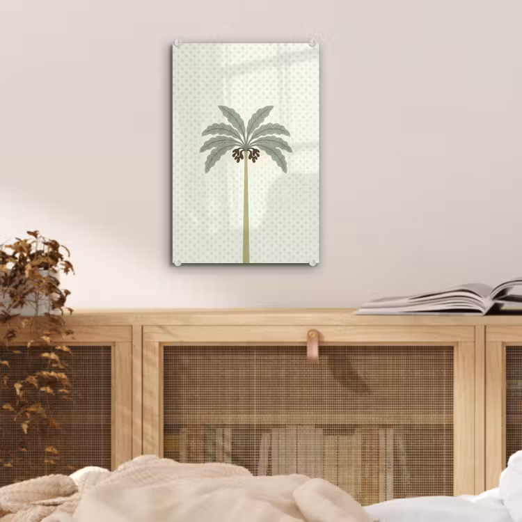 Glas schilderij - Boom - Bladeren - Groen - Decoratief - Beige — 5