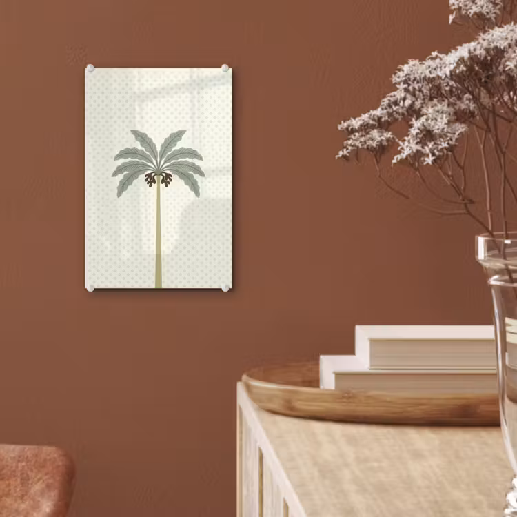 Glas schilderij - Boom - Bladeren - Groen - Decoratief - Beige — 6