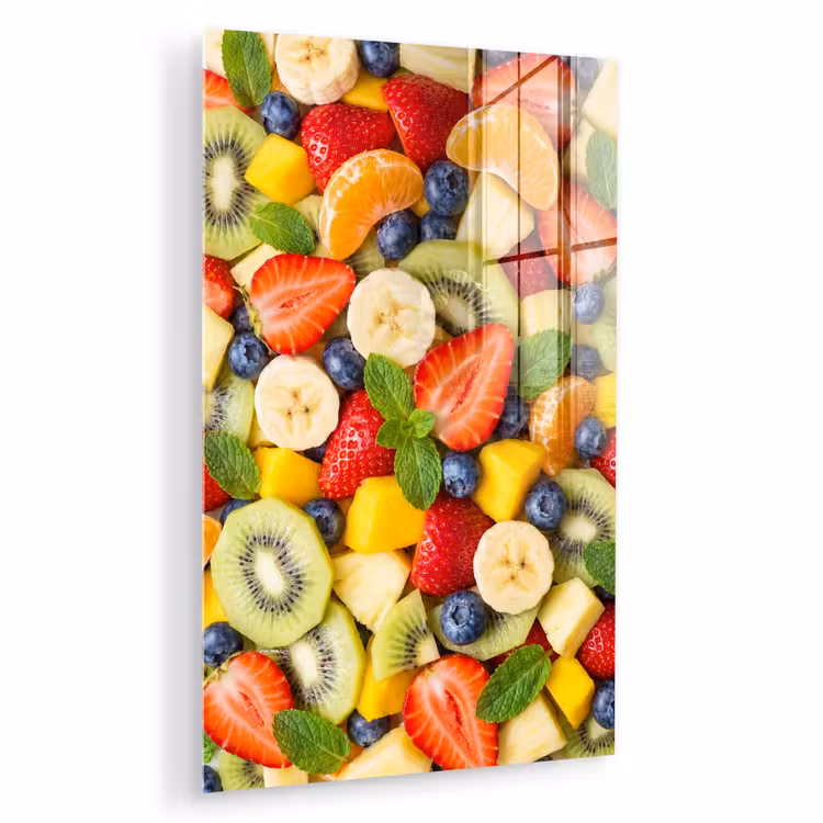 Glas schilderij - Fruit - Plakjes - Eten - Kleurrijk — 1