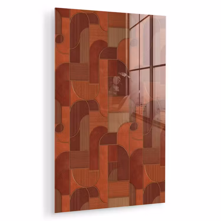 Glas schilderij - Geometrisch - Abstract - Textuur - Bruin — 1