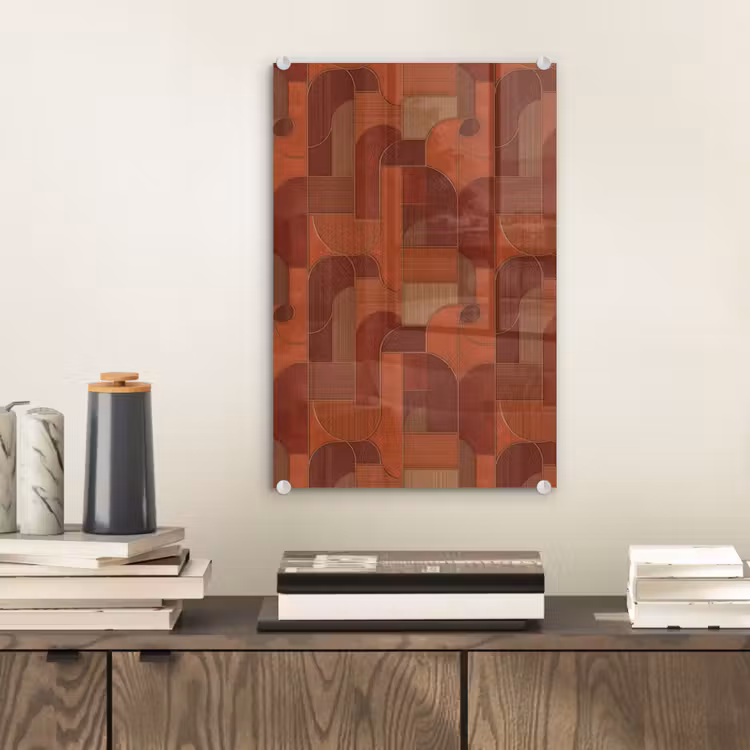 Glas schilderij - Geometrisch - Abstract - Textuur - Bruin — 2