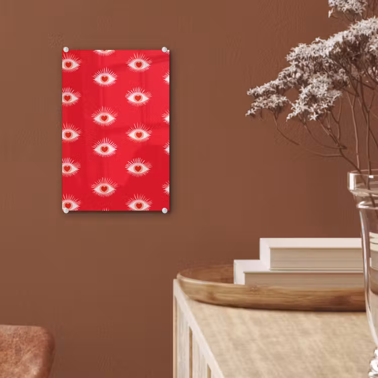 Glas schilderij - Ogen - Hart - Abstract - Rood - Roze — 6
