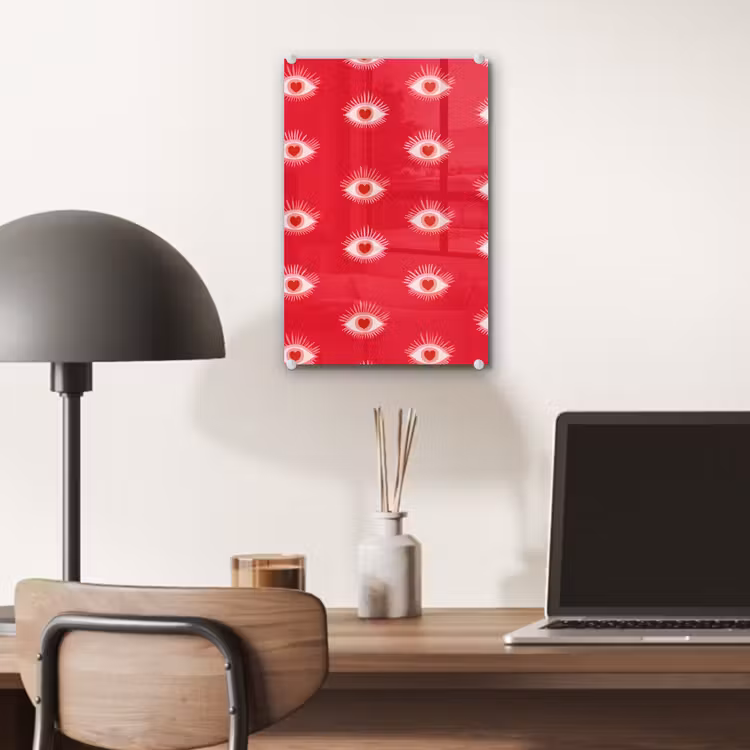 Glas schilderij - Ogen - Hart - Abstract - Rood - Roze — 7