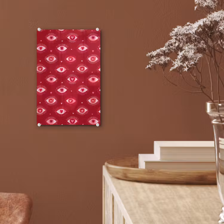Glas schilderij - Ogen - Patroon - Roze - Donkerrood — 6