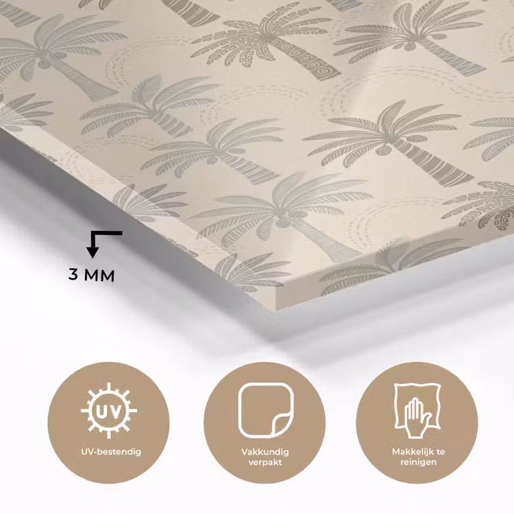 Glas schilderij - Palmbomen - Patroon - Tropisch - Beige — 3