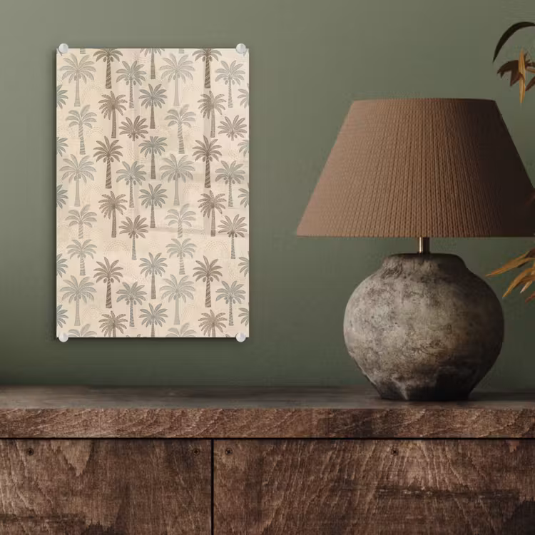Glas schilderij - Palmbomen - Patroon - Tropisch - Beige — 4