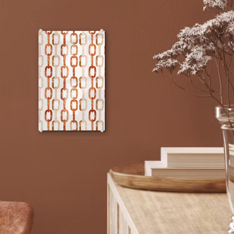 Glas schilderij - Schakels - Patroon - Aquarel - Terracotta — 6