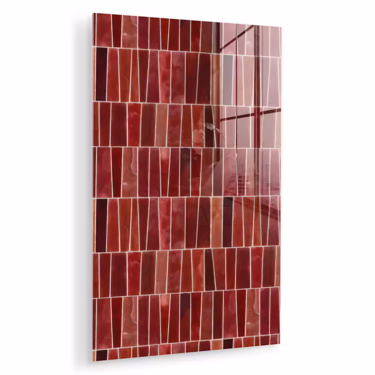 Glas schilderij - Tegels - Modern - Structuur - Dieprood — 1