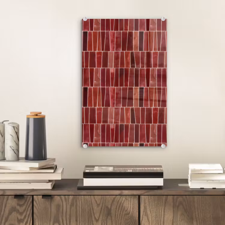 Glas schilderij - Tegels - Modern - Structuur - Dieprood — 2