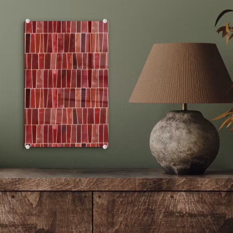 Glas schilderij - Tegels - Modern - Structuur - Dieprood — 4