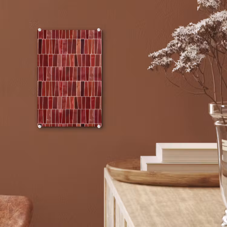 Glas schilderij - Tegels - Modern - Structuur - Dieprood — 6