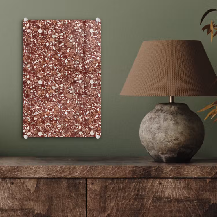Glas schilderij - Terrazzo - Patroon - Steentextuur - Roodbruin — 4