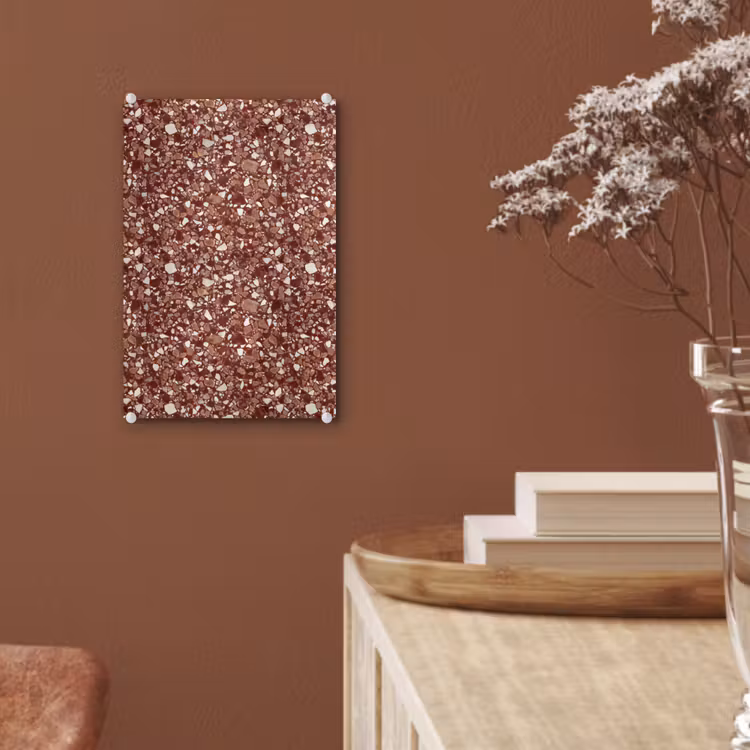 Glas schilderij - Terrazzo - Patroon - Steentextuur - Roodbruin — 6