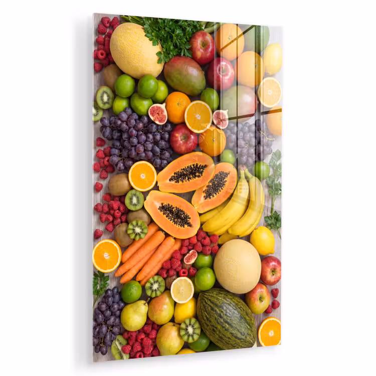 Glas schilderij - Eten - Fruit - Groenten - Vers - Kleurrijk — 1