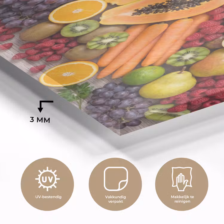 Glas schilderij - Eten - Fruit - Groenten - Vers - Kleurrijk — 3
