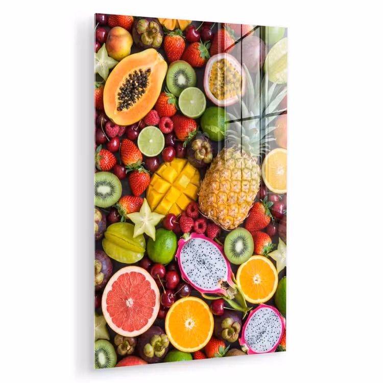 Glas schilderij - Fruit - Assortiment - Vers - Gezond - Kleurrijk — 1