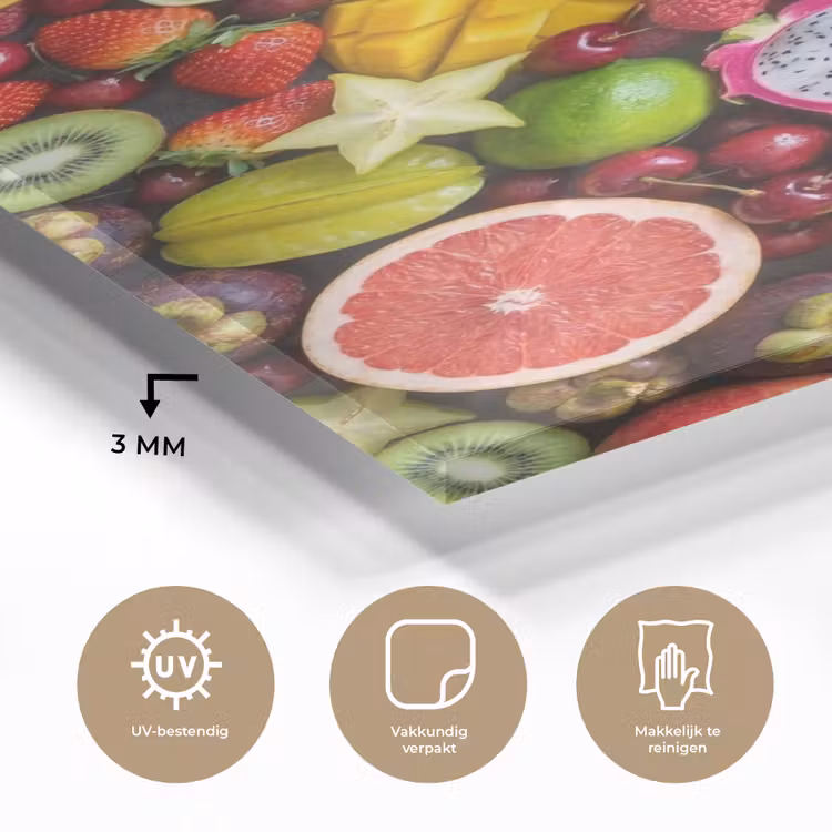 Glas schilderij - Fruit - Assortiment - Vers - Gezond - Kleurrijk — 3