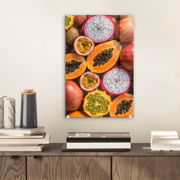 Glas schilderij - Fruit - Geopend - Tropisch - Eten - Kleurrijk — 2