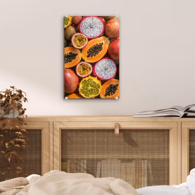 Glas schilderij - Fruit - Geopend - Tropisch - Eten - Kleurrijk — 5