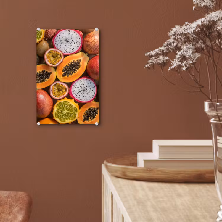 Glas schilderij - Fruit - Geopend - Tropisch - Eten - Kleurrijk — 6