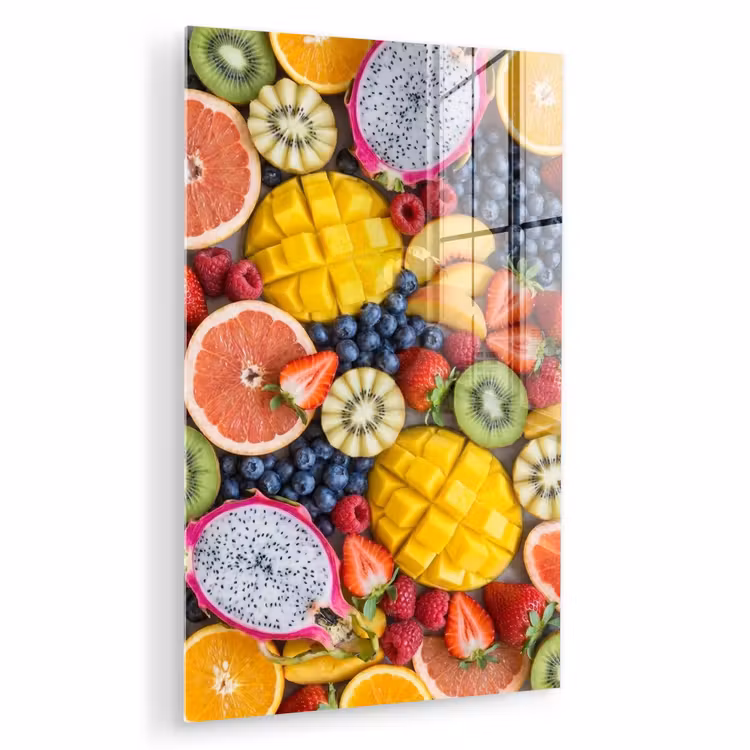 Glas schilderij - Fruit - Versneden - Kleurrijk - Eten - Gezond — 1