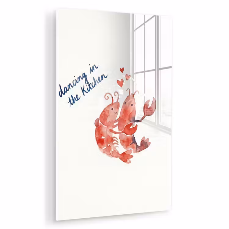 Glas schilderij - Dier - Dans - Liefde - Waterverf - Rood — 1