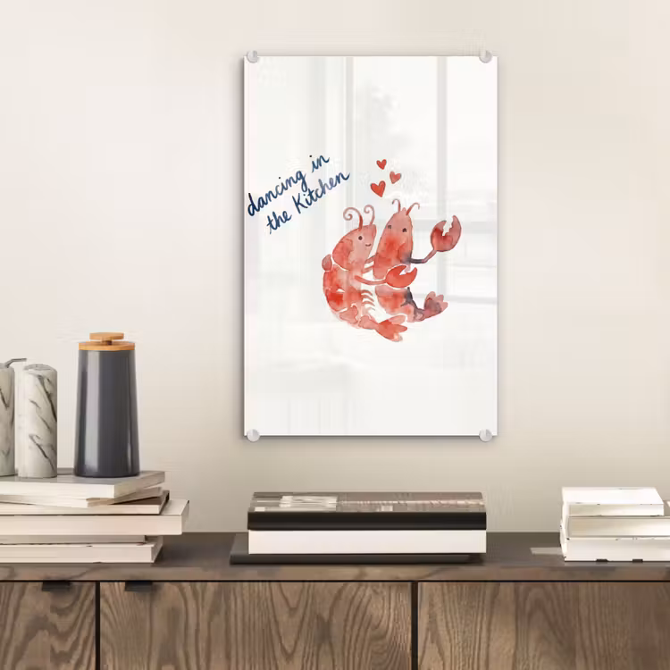 Glas schilderij - Dier - Dans - Liefde - Waterverf - Rood — 2