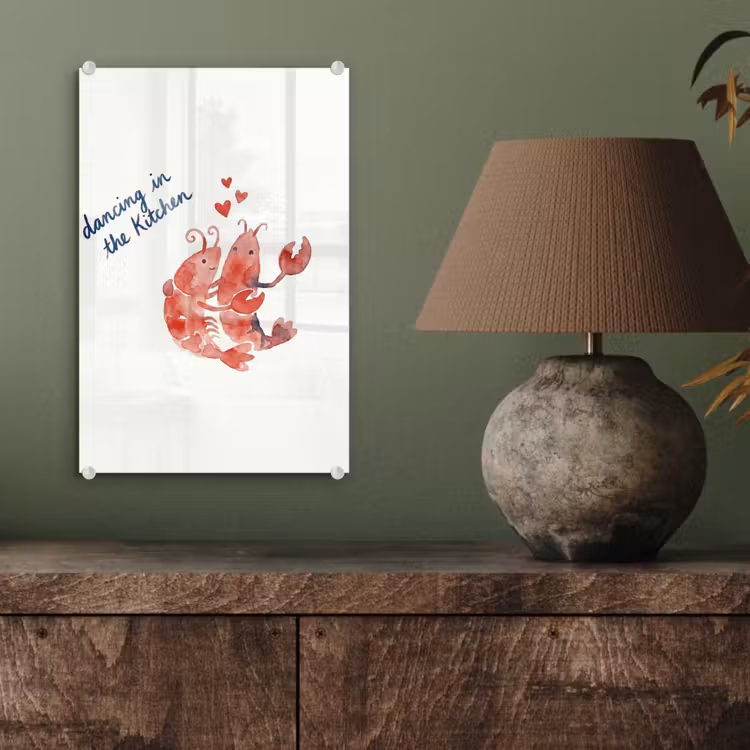 Glas schilderij - Dier - Dans - Liefde - Waterverf - Rood — 4