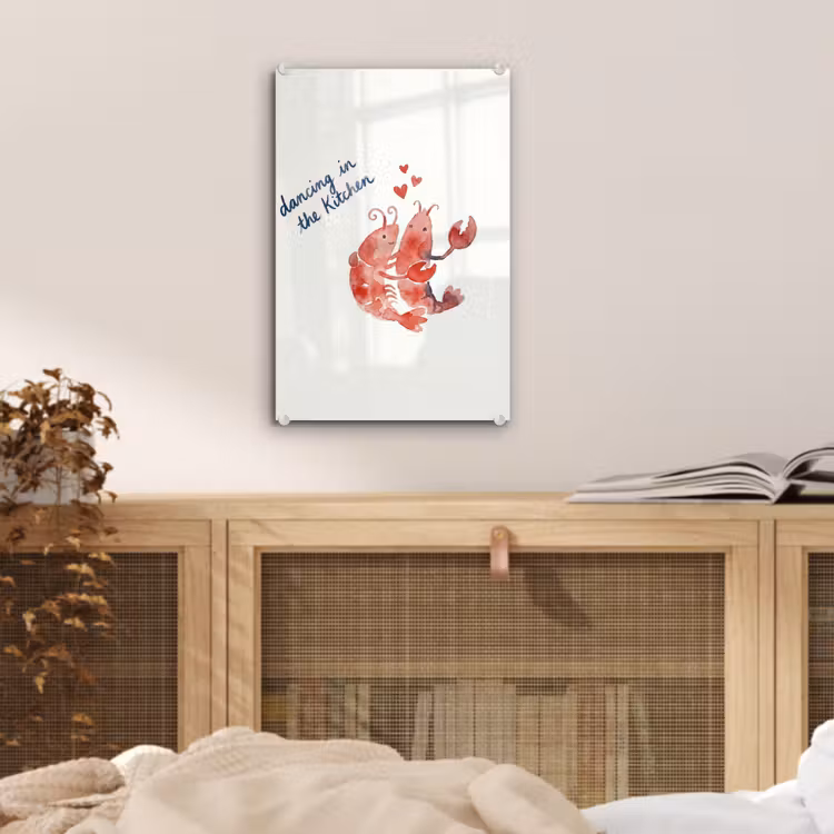 Glas schilderij - Dier - Dans - Liefde - Waterverf - Rood — 5