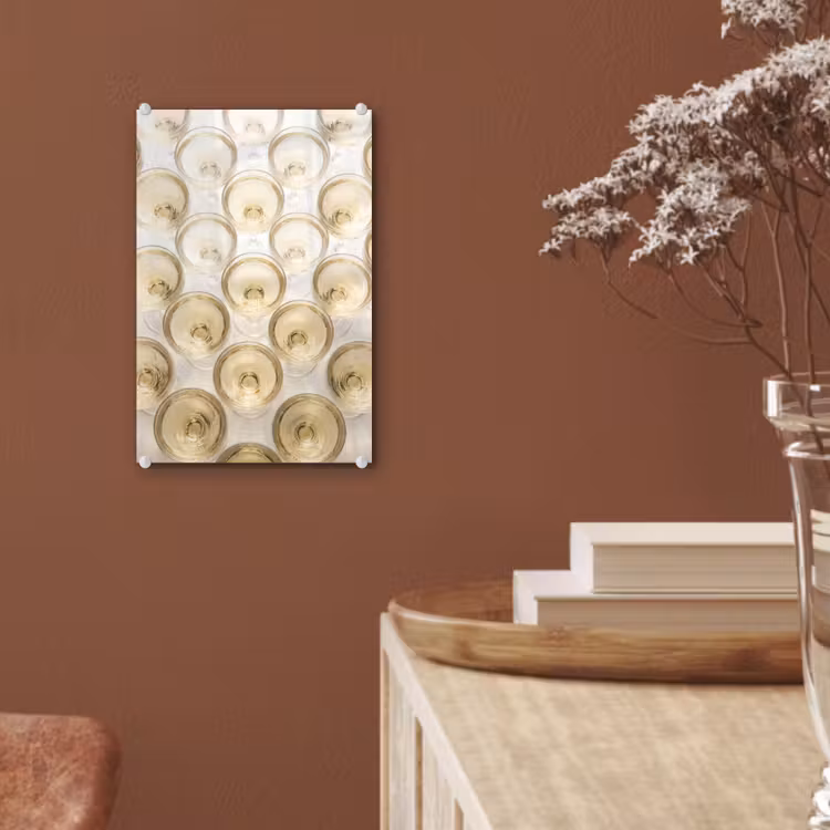 Glas schilderij - Drank - Glazen - Feest - Goud — 6