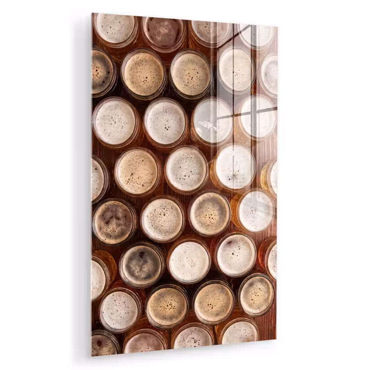 Glas schilderij - Eten - Glazen - Drank - Patroon - Bruin — 1