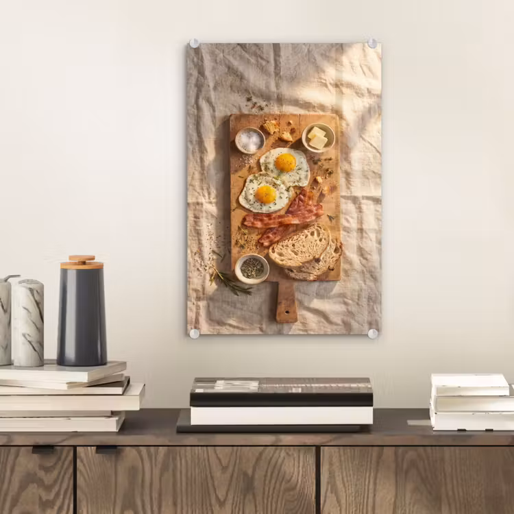 Glas schilderij - Eten - Ontbijt - Hout - Rustiek - Geel — 2