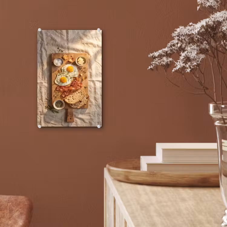 Glas schilderij - Eten - Ontbijt - Hout - Rustiek - Geel — 6