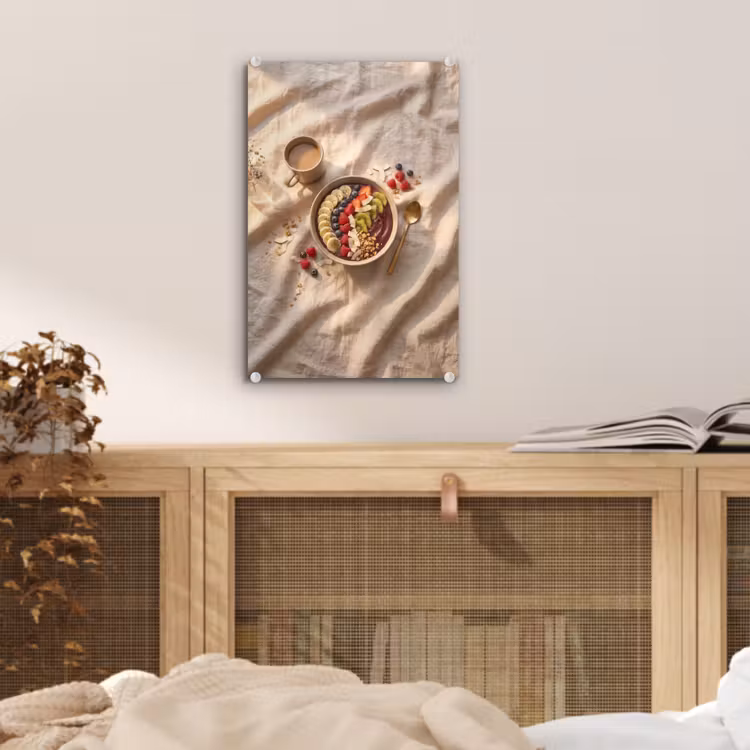Glas schilderij - Eten - Ontbijtkom - Fruit - Gezond - Kleurrijk — 5
