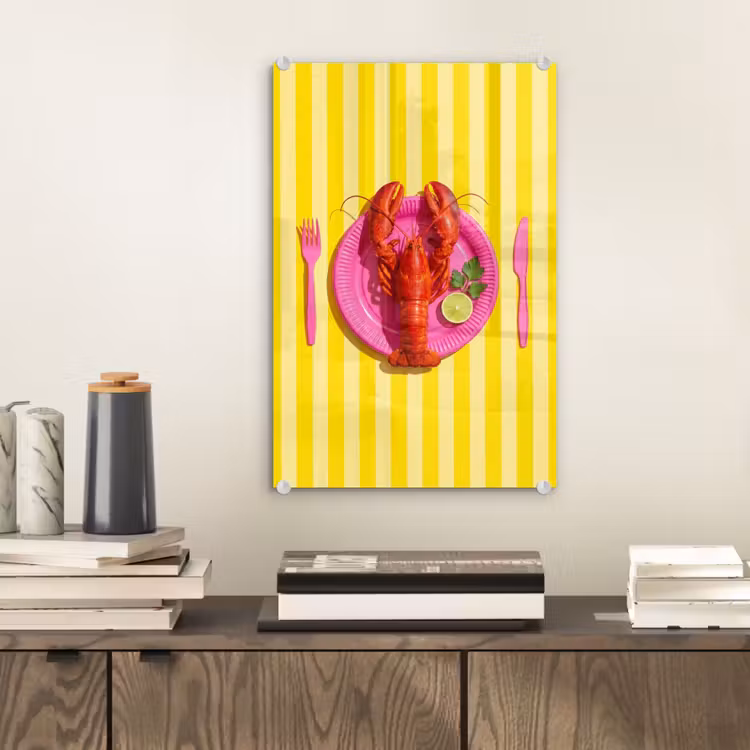 Glas schilderij - Eten - Roze - Geel - Modern - Culinaire — 2
