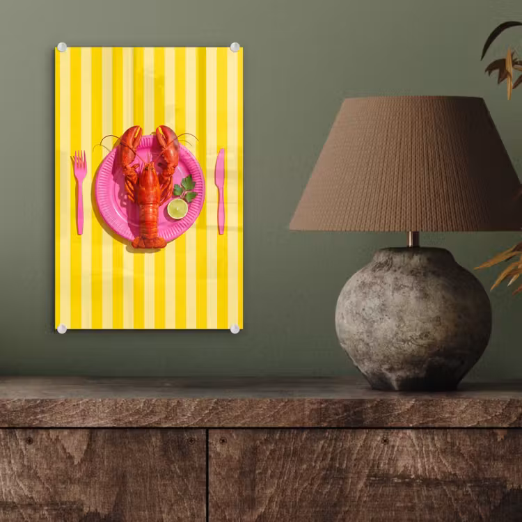 Glas schilderij - Eten - Roze - Geel - Modern - Culinaire — 4